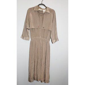 Liz Roberts Dress Women's Size 12 Vintage Tan Neutral Speckled Maxi Grandmacore